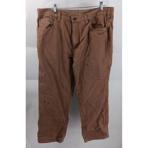 Duluth Trading Co Men's Pants 40x30 Brown Canvas Duck Flannel Lined - Picture 1 of 5